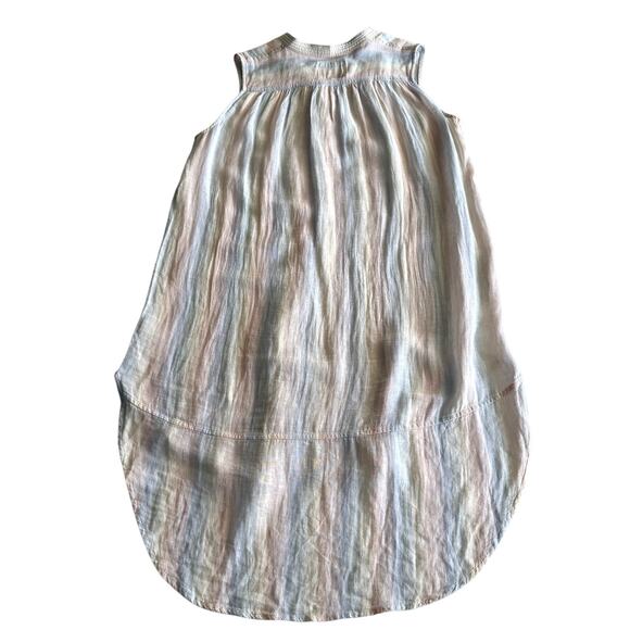 Rails Linen Rayon Jules Rainbow Stripe Sleeveless Hi Low Scoop Hem Tunic Top M - Picture 2 of 9